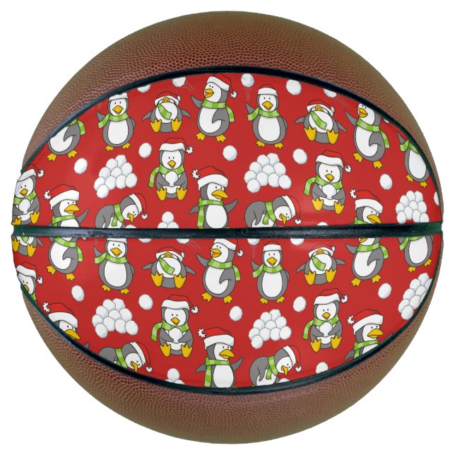 Balón De Baloncesto Antecedentes de pingüinos navidades (Anverso)
