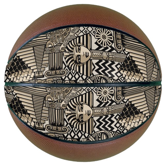 Balón De Baloncesto Antiguos Símbolos Históricos Estilo Tatuaje (Anverso)
