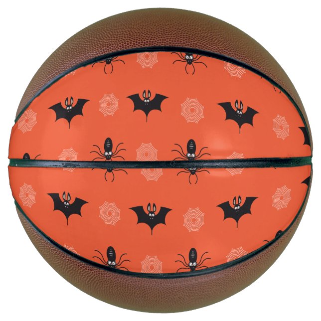 Balón De Baloncesto Araña de Halloween, patrón de murciélago y cobarde (Anverso)