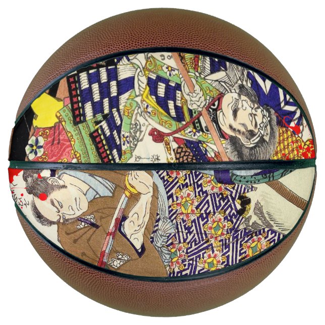 Balón De Baloncesto Arte de retratos ukiyo-e samurai de japón oriental (Anverso)