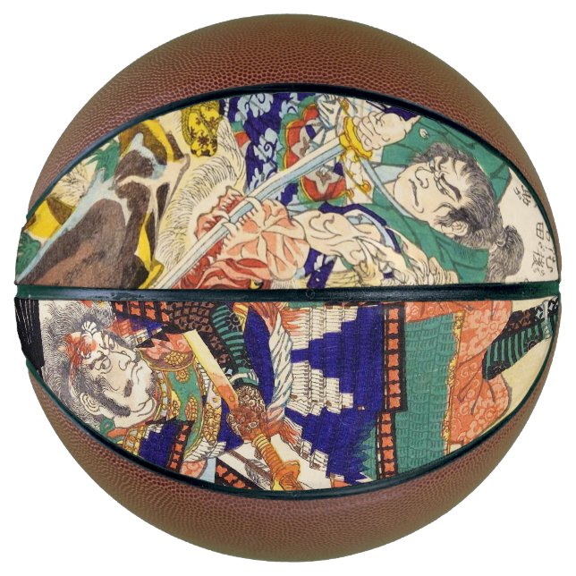 Balón De Baloncesto Arte de retratos ukiyo-e samurai de japón oriental (Anverso)