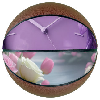 Balón de Baloncesto Arte Reloj de Lavanda y Tulipa