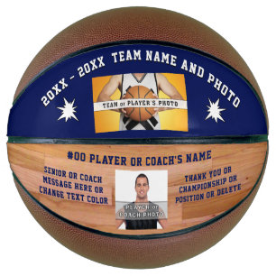 Balón De Baloncesto Azul 2 fotos, Personalizado de texto hecho básque