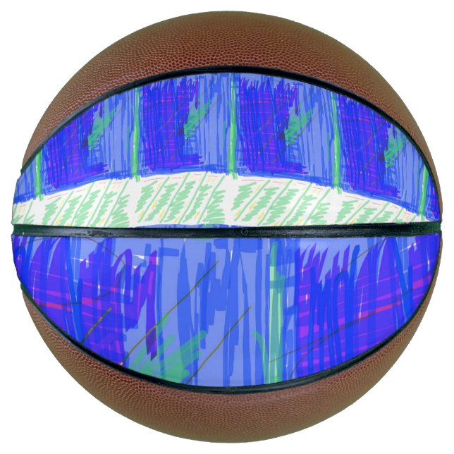 Balón De Baloncesto Azul Fresco Náutico Abstracto  (Anverso)