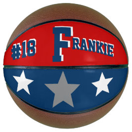 Balón De Baloncesto Azul monograma, rojo y gris