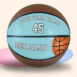 Balón de Baloncesto Azul Personalizado con Nombre 