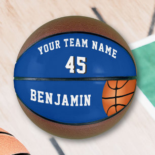 Balón de Baloncesto Azul Personalizado con Nombre 