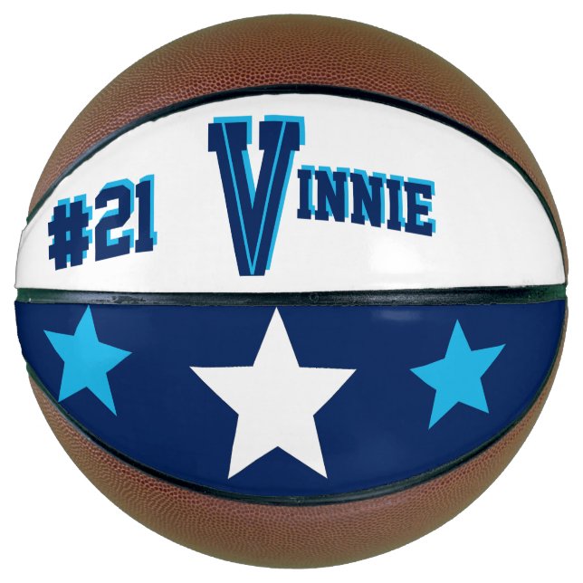 Balón De Baloncesto Azul y blanco monograma (Anverso)