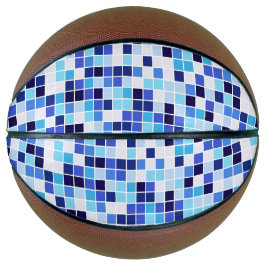 Balón De Baloncesto Baldosas de piscina, mosaicos azules, patrón geomé