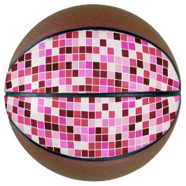 Balón De Baloncesto Baldosas de piscina, mosaicos rosados, patrón geom