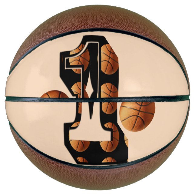 Balón De Baloncesto Baloncestistas Número Uno Con Baloncesto (Anverso)