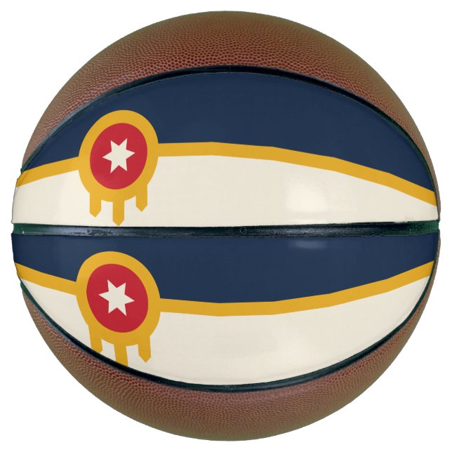 Balón De Baloncesto Baloncesto completo con bandera de Tulsa, Oklahoma (Anverso)
