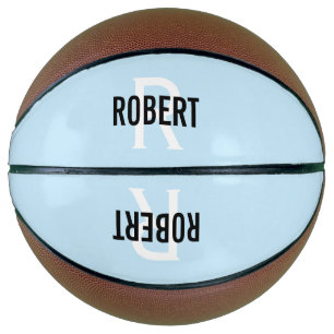 Balón De Baloncesto Baloncesto con nombre de monograma azul claro mode