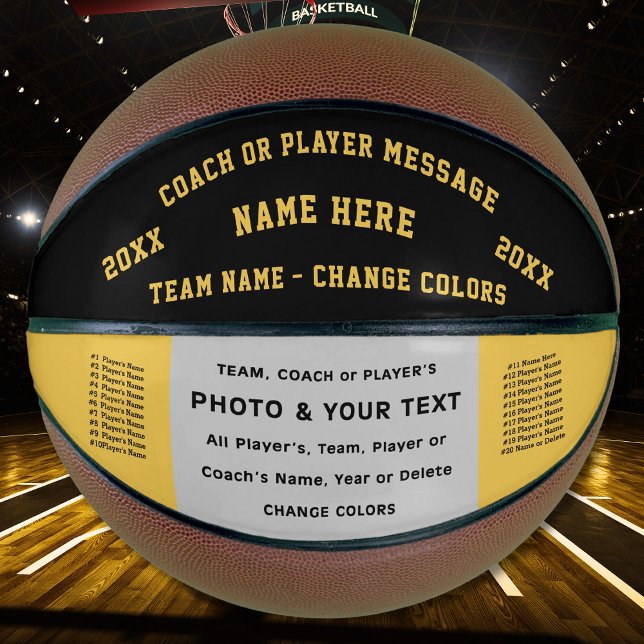 Balón De Baloncesto Baloncesto de baloncesto negro y Personalizado de  (Custom printed basketballs. Basketball Ball. Coach Basketball. Basketball for Coaches. Personalized.)