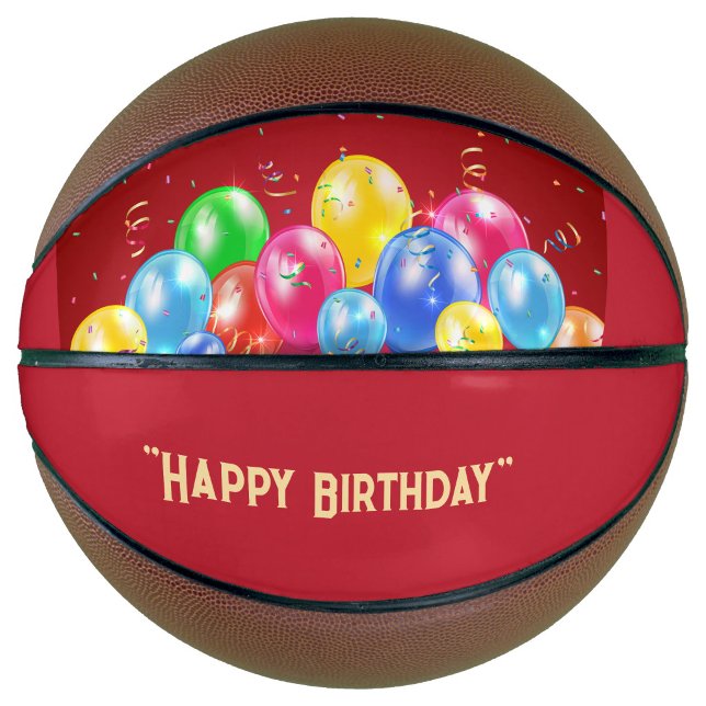 Balón De Baloncesto Baloncesto de Cumpleaños Festivo con Globos ("Slam Dunk Birthday")