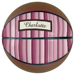 Balón De Baloncesto Baloncesto de franjas de malva rosada personalizad