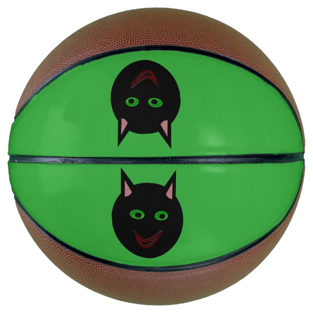 Balón De Baloncesto Baloncesto de gato negro de Halloween (Anverso)