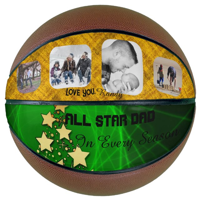 Balón De Baloncesto Baloncesto de Star Dad Green y Gold (Anverso)