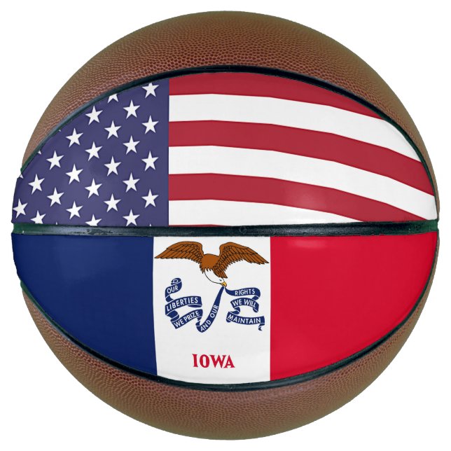 Balón De Baloncesto Baloncesto de tamaño completo con bandera de Iowa, (Anverso)