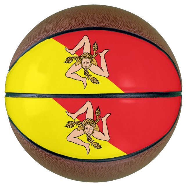 Balón De Baloncesto Baloncesto de tamaño completo con bandera de Sicil (Anverso)