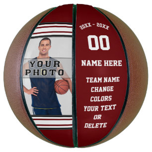 Balón De Baloncesto Baloncesto fotográfico personalizado en blanco y 