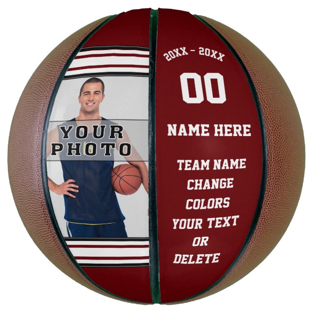 Balón De Baloncesto Baloncesto fotográfico personalizado en blanco y b (Vertical)