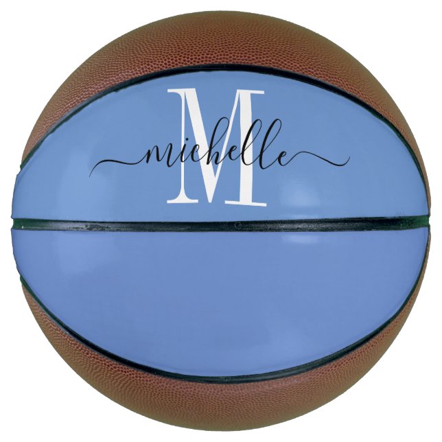 Balón De Baloncesto Baloncesto monogramado de Chica Azul personalizado (Anverso)