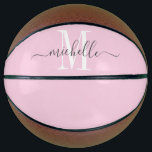 Balón De Baloncesto Baloncesto monogramado de Chica rosa personalizado<br><div class="desc">Chicas personalizados monograman baloncesto con sif blanco inicial y un nombre de tipografía de estilo de escritura a la moda en un fondo rosado. Haga clic en "personalizar más adelante" para utilizar la herramienta de diseño simple si desea cambiar el color de fondo o las fuentes. Si necesitas ayuda con...</div>