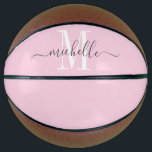 Balón De Baloncesto Baloncesto monogramado de Chica rosa personalizado<br><div class="desc">Chicas personalizados monograman baloncesto con sif blanco inicial y un nombre de tipografía de estilo de escritura a la moda en un fondo rosado. Haga clic en "personalizar más adelante" para utilizar la herramienta de diseño simple si desea cambiar el color de fondo o las fuentes. Si necesitas ayuda con...</div>