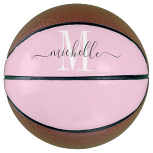 Balón De Baloncesto Baloncesto monogramado de Chica rosa personalizado
