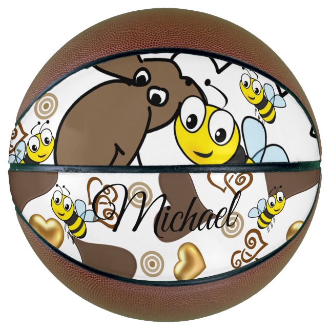 Balón De Baloncesto Baloncesto Oveja Brown Hearts Bumblebee (Anverso)