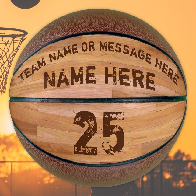 Balón De Baloncesto Baloncesto personalizado, 3 cajas de texto, piso d (Basketball gifts for players. Basketball Gifts for Seniors. Personalized Basketball Ball.)