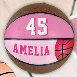 Balón De Baloncesto Baloncesto personalizado rosa para niña con nombre