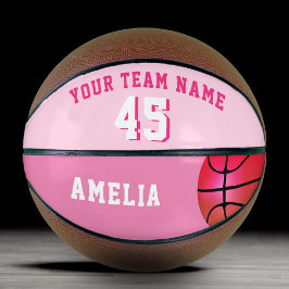 Balón De Baloncesto Baloncesto personalizado rosa para niña con nombre
