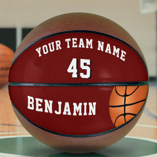 Balón De Baloncesto Baloncesto rojo personalizado con número de nombre