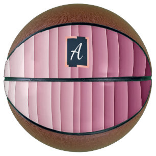 Balón De Baloncesto Baloncesto Vertical con Gradiente Rosa y Monograma