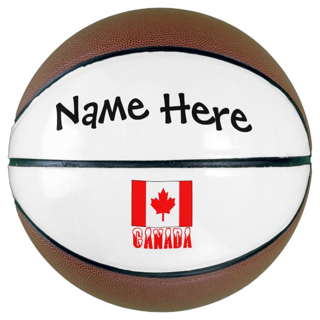 Balón De Baloncesto Bandera de Canadá y Canadá con su nombre (Anverso)