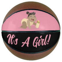 Basketball Gender Reveal Baby Shower Pink Girl 
