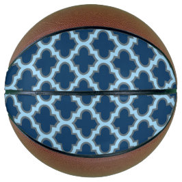 Balón De Baloncesto Blue and Baby Blue Trellis, Lattice, Quatrefoil