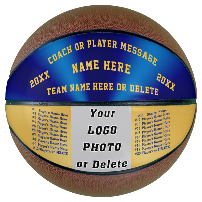 Balón De Baloncesto Blue and Gold, los mejores regalos para entrenador (Anverso)