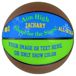 Balón De Baloncesto Blue Green Personalizado Name Stars Basketball