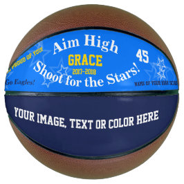 Balón De Baloncesto Blue Personalized Name Team Stars Basketball