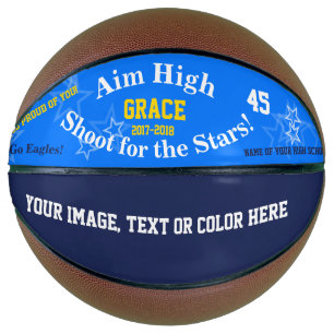 Balón De Baloncesto Blue Personalized Name Team Stars Basketball