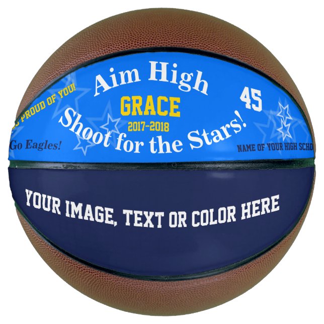 Balón De Baloncesto Blue Personalized Name Team Stars Basketball (Anverso)