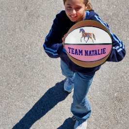 Balón De Baloncesto Caballo arco iris - nombre de tu equipo