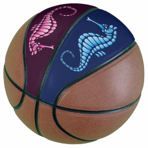 Balón De Baloncesto Caballo de mar rosa y azul