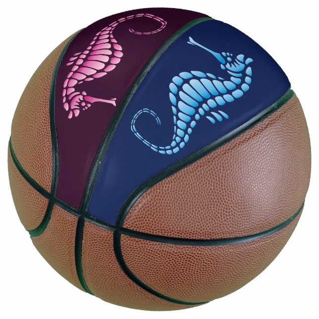 Balón De Baloncesto Caballo de mar rosa y azul (Angular)