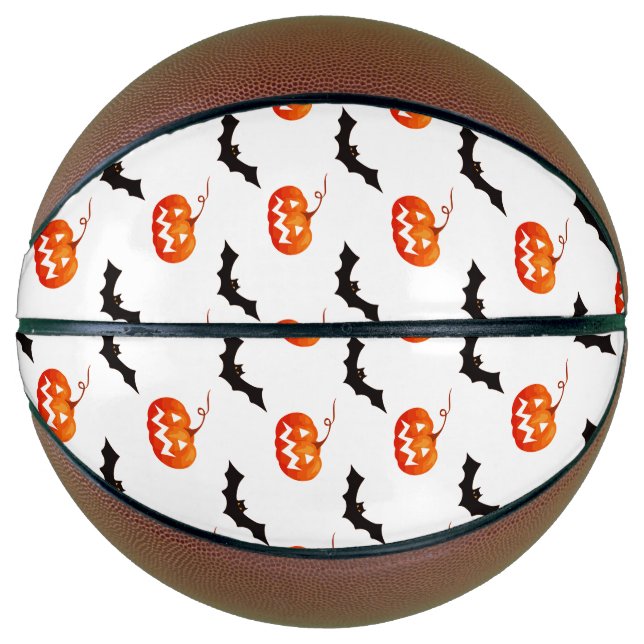 Balón De Baloncesto Calabazas y murciélagos de Halloween, truco o truc (Anverso)