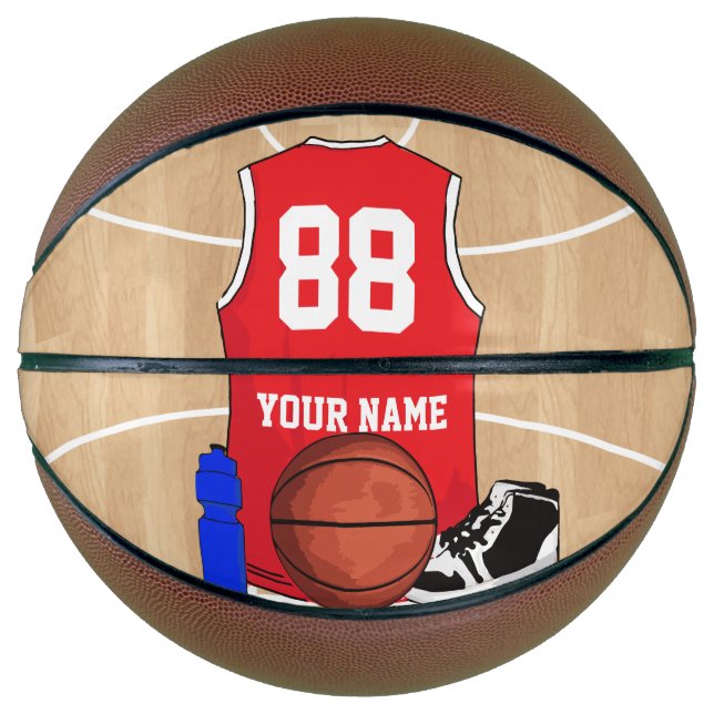 Balón De Baloncesto Camisas personalizadas de básquetbol en la corte (Anverso)