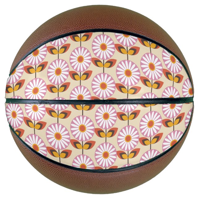 Balón De Baloncesto Campo de Daisies rosa (Anverso)